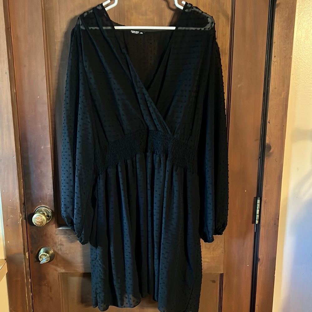 3X SHEIN BLACK DOT POPOVER DRESS XXXL